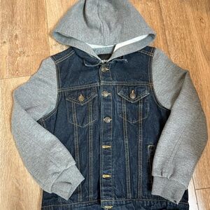 RSQ Denim Jacket Boys Large with Gray Hooded Sleeves